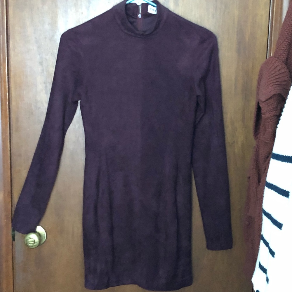Kittenish burgundy suede dress